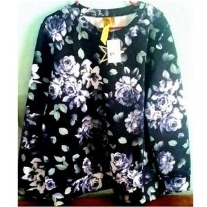 NWT Floral Sweatshirt Stretchy Warm Size XL